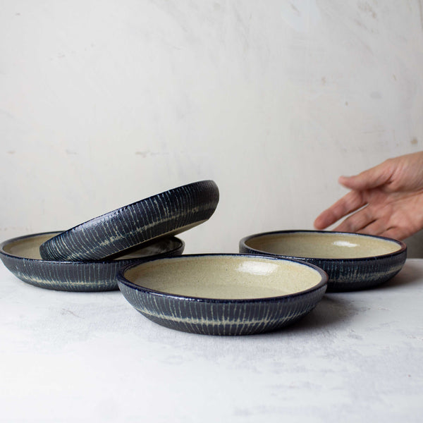 SAMPLE - Painterly Blue Steel - Small Shallow Bowl