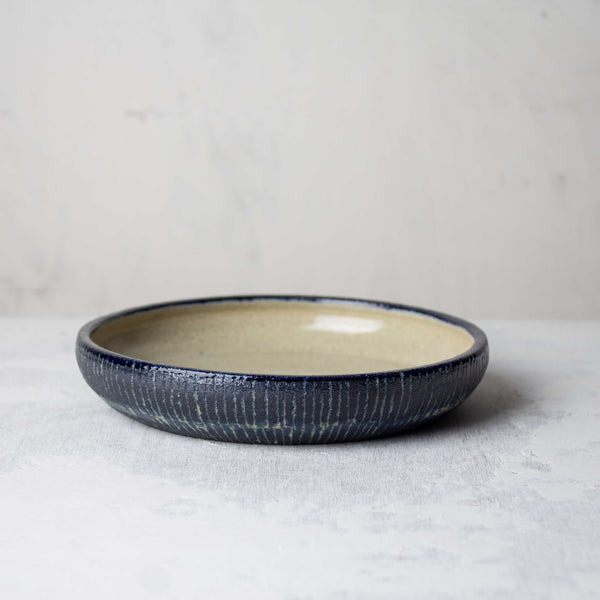 SAMPLE - Painterly Blue Steel - Small Shallow Bowl