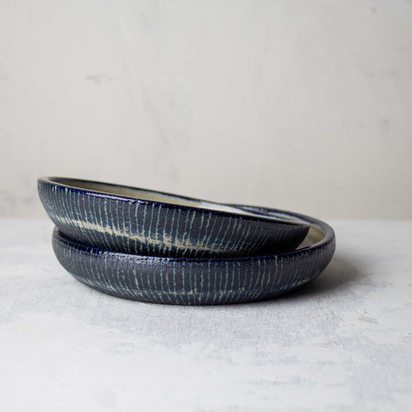 SAMPLE - Painterly Blue Steel - Small Shallow Bowl