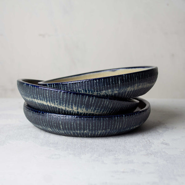 SAMPLE - Painterly Blue Steel - Small Shallow Bowl