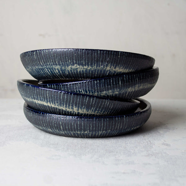 SAMPLE - Painterly Blue Steel - Small Shallow Bowl