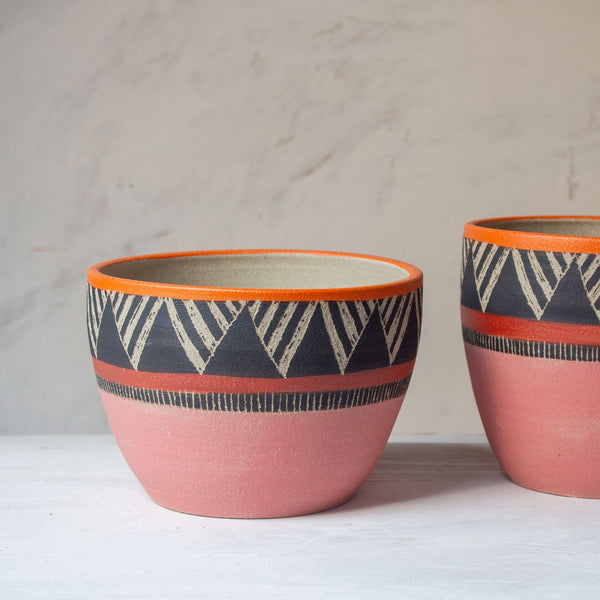 Tri-Burst - Pink Rounded Planter