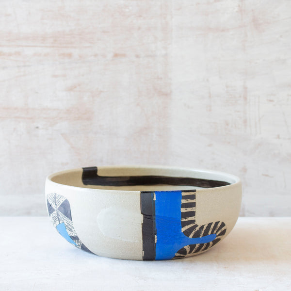 Electric Pathways Platter - Black, Electric blue and Turquoise