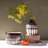 Textured Weave Bowl // Planter  - Black, Nasturtium & Dusty Pink