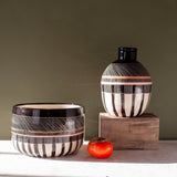 Textured Weave Bowl // Planter  - Black, Nasturtium & Dusty Pink