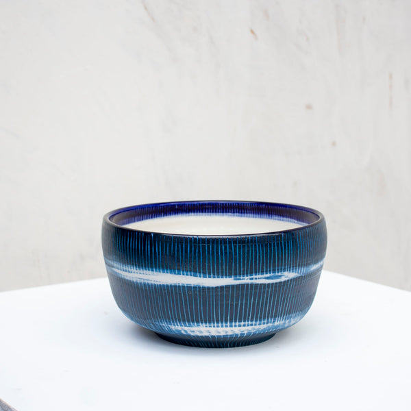 Painterly Blue Steel - Low Bowl