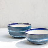 Painterly Blue Steel - Low Bowl