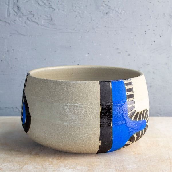 Electric Pathways Bowl - Black, Electric blue and Turquoise