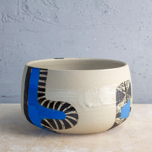 Electric Pathways Bowl - Black, Electric blue and Turquoise