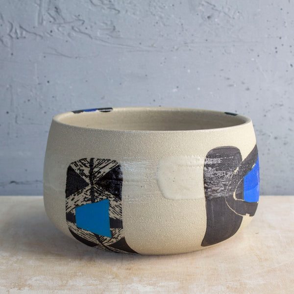 Electric Pathways Bowl - Black, Electric blue and Turquoise