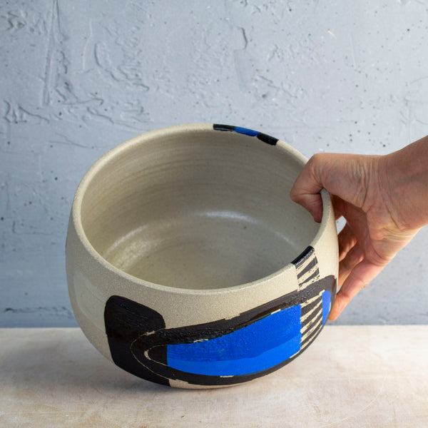 Electric Pathways Bowl - Black, Electric blue and Turquoise