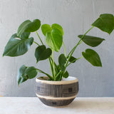 Textured Linear Stripe Lg Bowl // Planter - Black