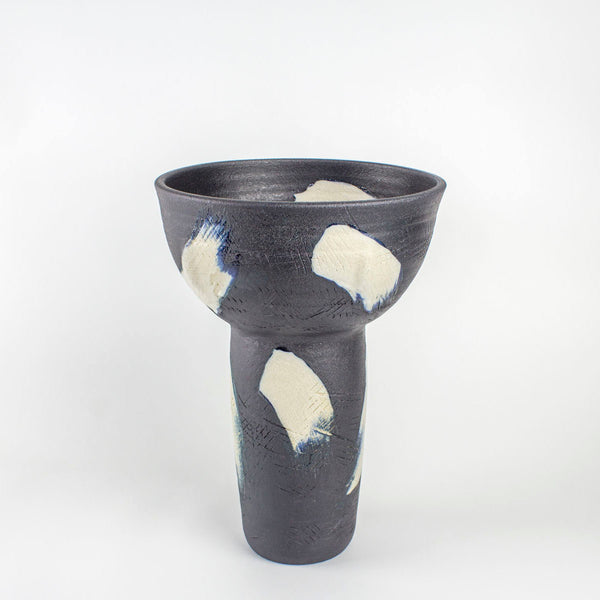 Slip Brushstroke Vessel - with textured detail - Blue Steel