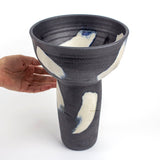 Slip Brushstroke Vessel - with textured detail - Blue Steel