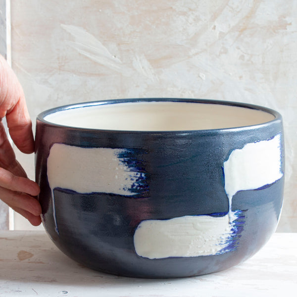 Slip Brushstroke Vessel - Blue Steel