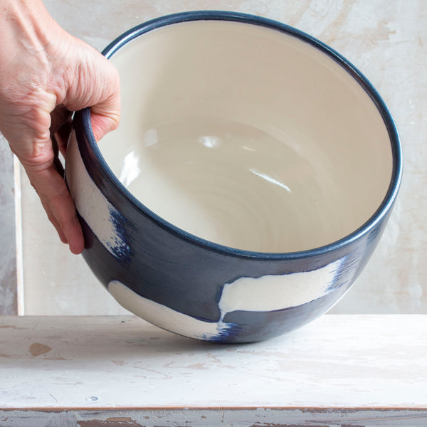 Slip Brushstroke Vessel - Blue Steel