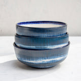 Painterly Blue Steel - Low Bowl