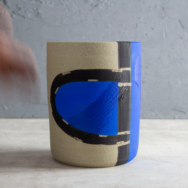 Mask & Electric Pathways - Cylindrical Vase