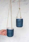 Blue Steel Med Hanging Planter - Blue Steel