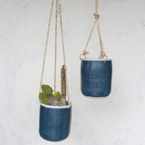 Blue Steel Med Hanging Planter - Blue Steel
