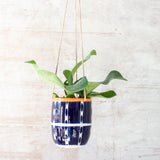 Vertical Tracks Medium Hanging Planter - Indigo & Nasturtium