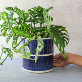 Stripey Road Jumbo Planter L - Indigo