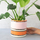 Striped Liquorice All Sorts Jumbo L Planter - Black, Dusty Pink, Indian Red & Nasturtium