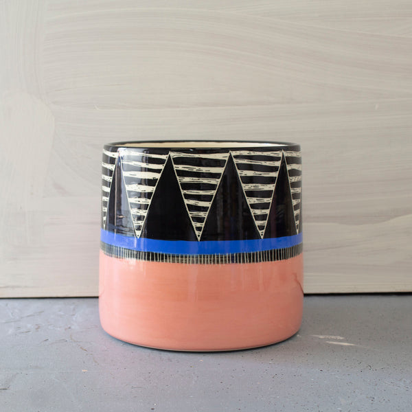Tri Burst L Jumbo Planter - Black Watermelon & Electrc Blue