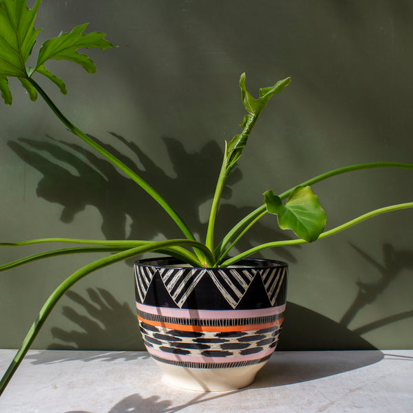 Tri Burst Large Bowl - Black, Dusty Pink & Nasturtium