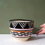 Tri Burst Large Bowl - Black, Dusty Pink & Nasturtium
