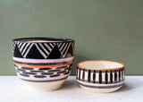 Tri Burst Large Bowl - Black, Dusty Pink & Nasturtium