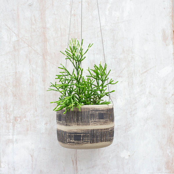 Textured Linear Stripe - Large Hanging Planter