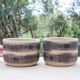Textured Linear Stripe Large Planter - Black