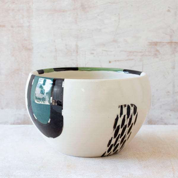 Moss Pathways Bowl - Black, Moss and Forest Green
