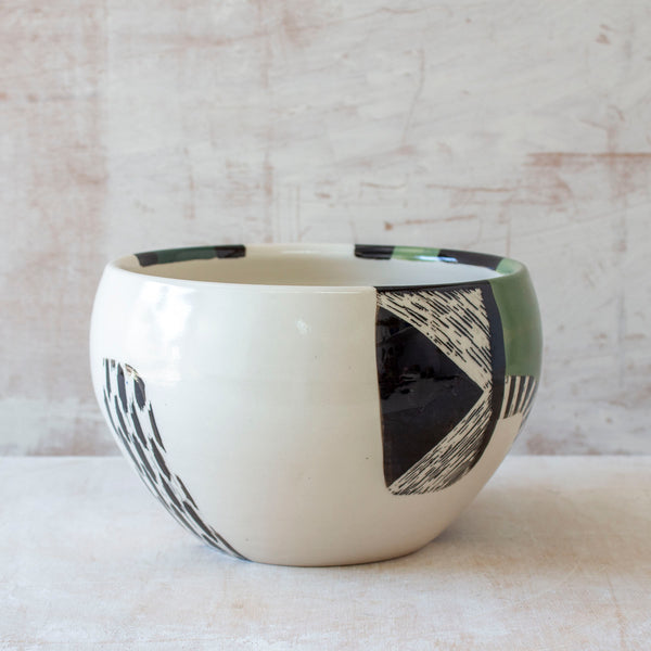 Moss Pathways Bowl - Black, Moss and Forest Green