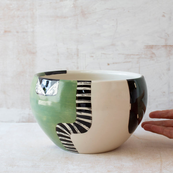 Moss Pathways Bowl - Black, Moss and Forest Green