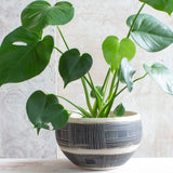 Textured Linear Stripe Lg Bowl // Planter - Black