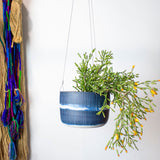 Painterly Blue Steel -  Lg Hanging Planter