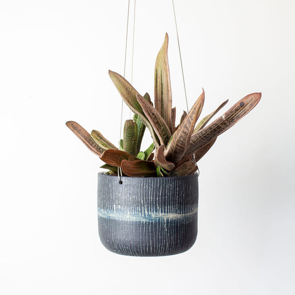 Painterly Blue Steel #2 -  Lg Hanging Planter