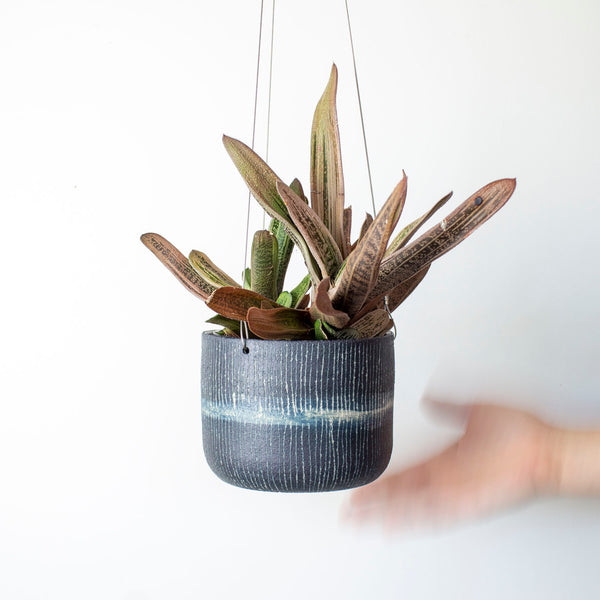 Painterly Blue Steel #2 -  Lg Hanging Planter