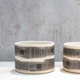 Textured Linear Stripe Large Planter - Black