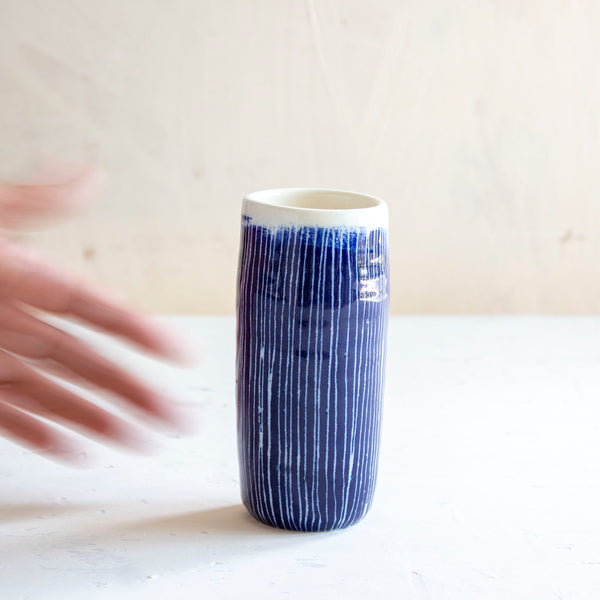 Indigo Stripe - Cylindrical Little Vase