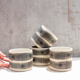 Textured Linear Stripe Little Planter - Black