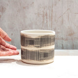 Textured Linear Stripe Little Planter - Black