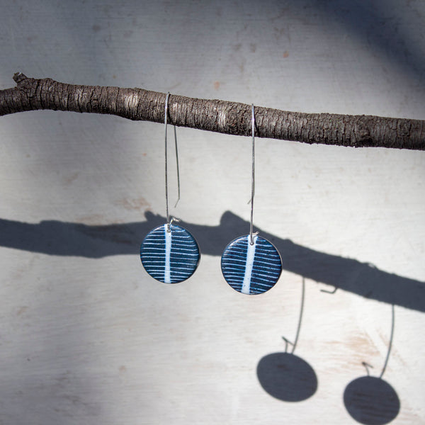 Neenish Tart little disc earrings - Blue Steel