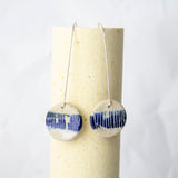 Stripe Band little disc earrings - Blue Steel