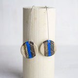 Feather little disc earrings - Electric Blue