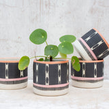 Tracks Little Planter  - Black, Dusty Pink & Nasturtium