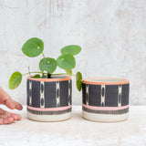 Tracks Little Planter  - Black, Dusty Pink & Nasturtium