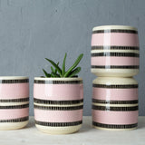 Stitched Up Med Planter - Black & Dusty Pink